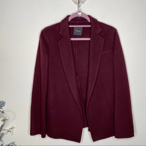 THEORY Pleat Jacket Cashmere Dark Currant Maroon - Picture 3 of 7